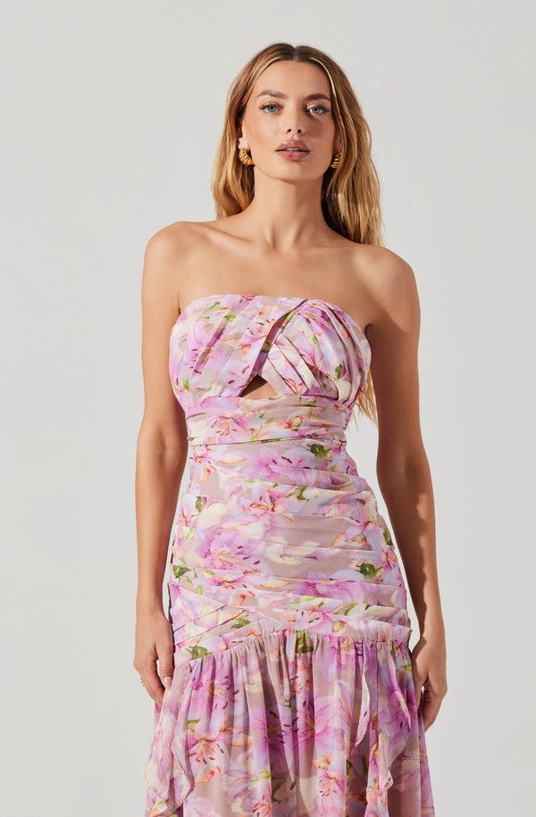 Astr The Label Estefany Strapless Pleated Maxi Dress