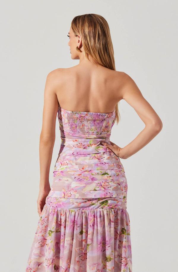 Astr The Label Estefany Strapless Pleated Maxi Dress