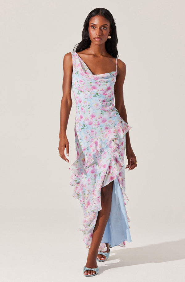 astr the label Levina Asymmetric Floral Ruffle Dress