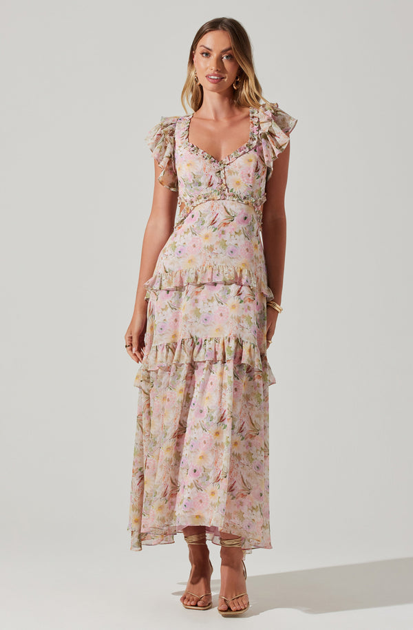Astr The Label Mable Floral Tiered Ruffle Maxi Dress