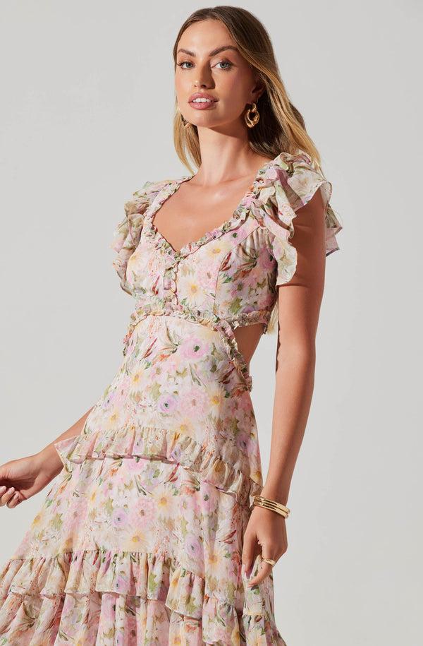 Astr The Label Mable Floral Tiered Ruffle Maxi Dress