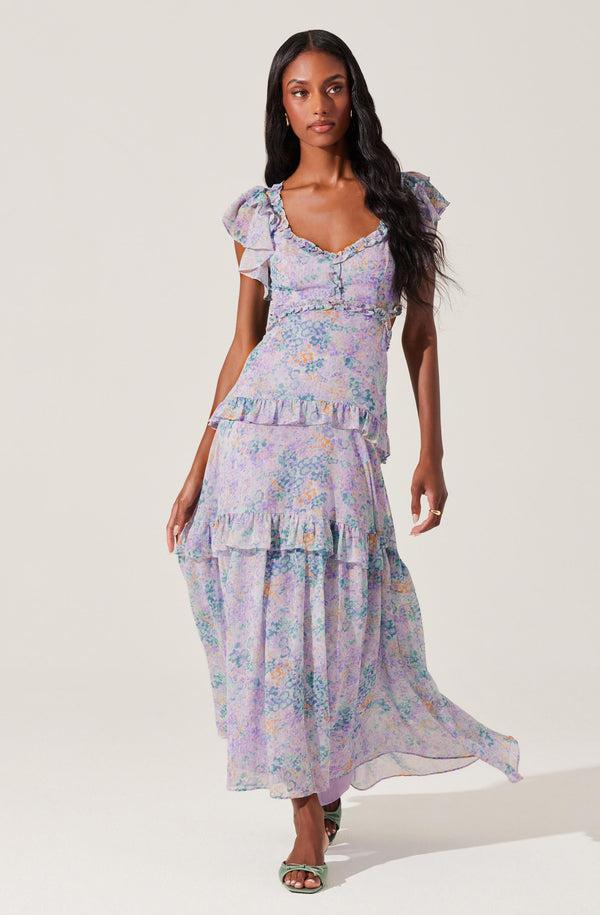 astr the label Mable Floral Tiered Ruffle Maxi Dress