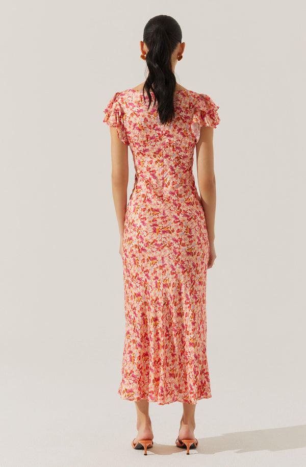 Astr The Label Maisy Floral Flutter Sleeve Midi Dress