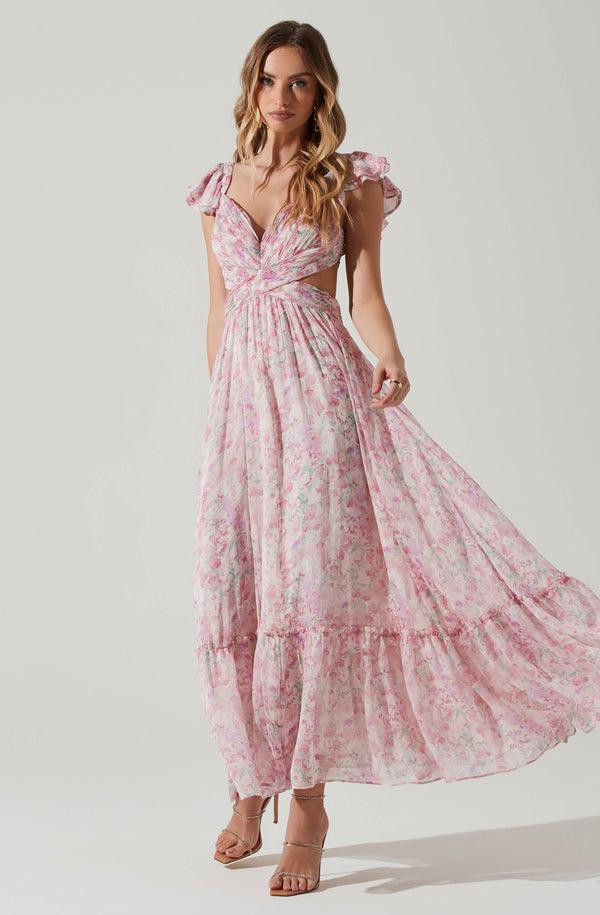 astr the label Primrose Floral Strappy Back Maxi Dress