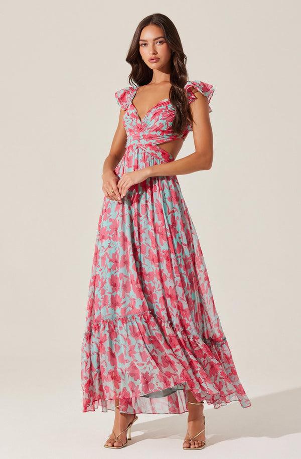astr the label Primrose Floral Strappy Back Maxi Dress