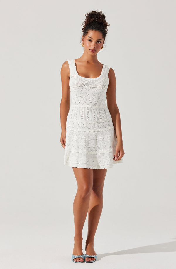 Astr The Label Shereena Pointelle Sweater Mini Dress