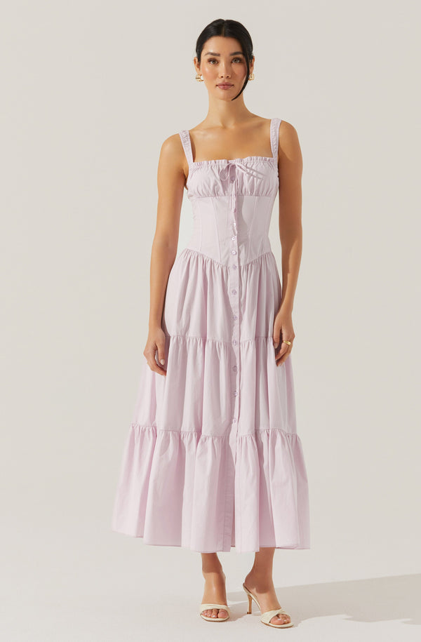 astr the label Temperance Tiered Milkmaid Maxi Dress