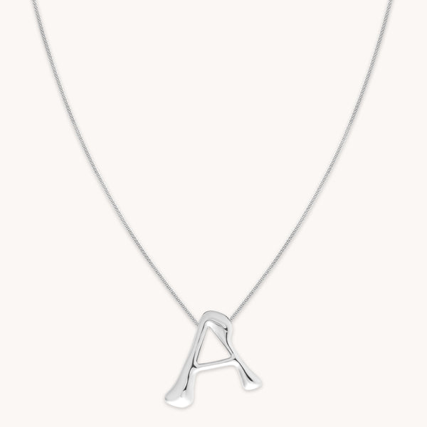 astrid & miyu A Initial Bold Pendant Necklace in Silver