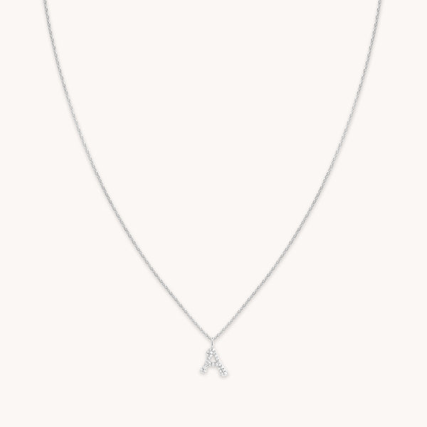 astrid & miyu A Initial Pavé Pendant Necklace in Silver