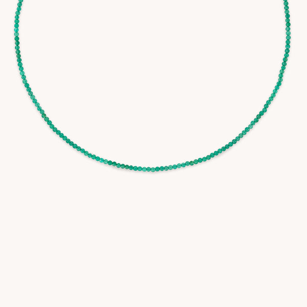 astrid & miyu Agate May Beaded Birthstone Necklace in Solid Gold