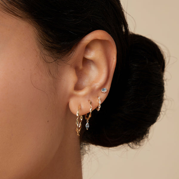 Astrid & Miyu Alexandrite Charm Twist Huggies In Solid Gold