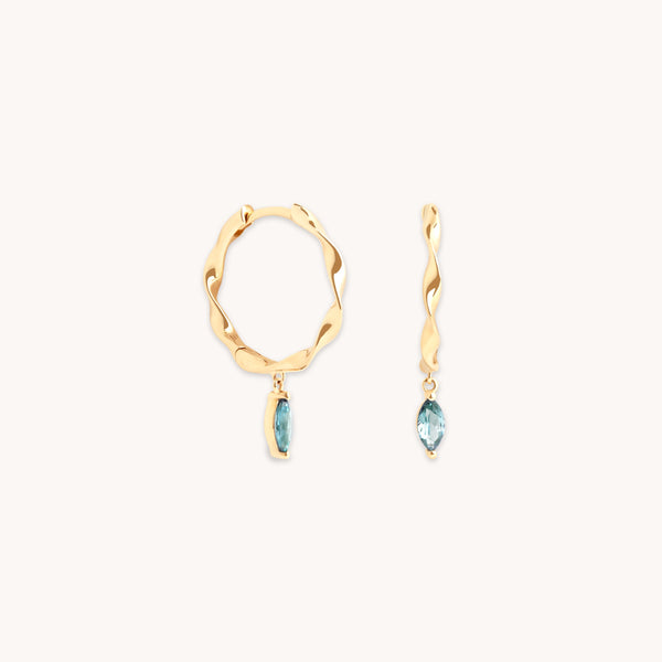 astrid & miyu Alexandrite Charm Twist Huggies in Solid Gold