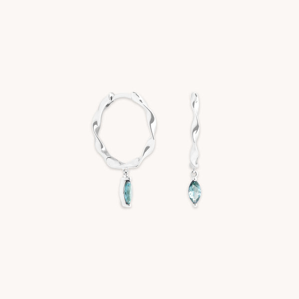 astrid & miyu Alexandrite Charm Twist Huggies in Solid White Gold