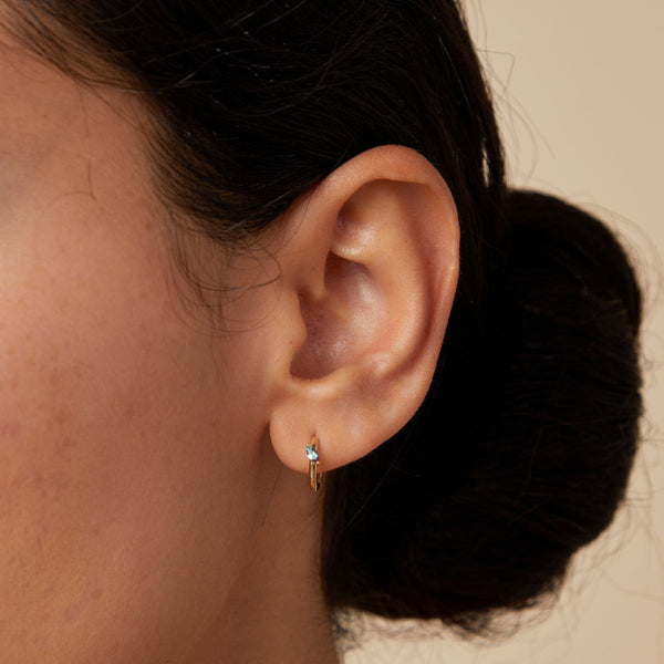 Astrid & Miyu Alexandrite Marquise Huggies In Solid Gold