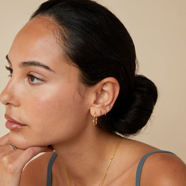 Astrid & Miyu Alexandrite Marquise Huggies In Solid Gold