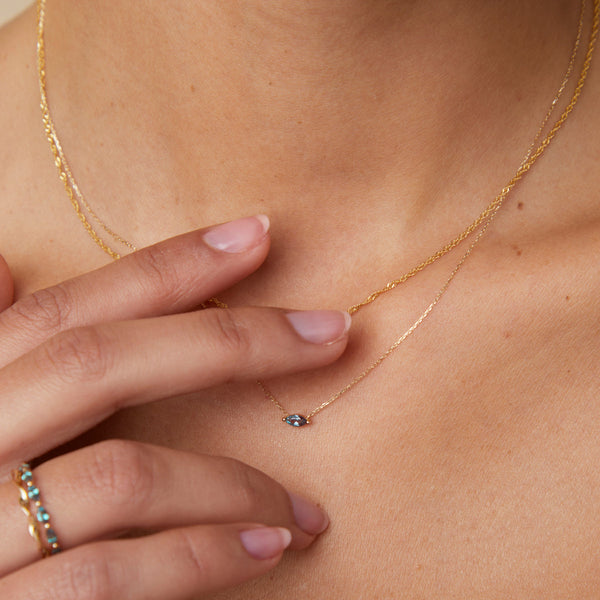 Astrid & Miyu Alexandrite Marquise Necklace In Solid Gold