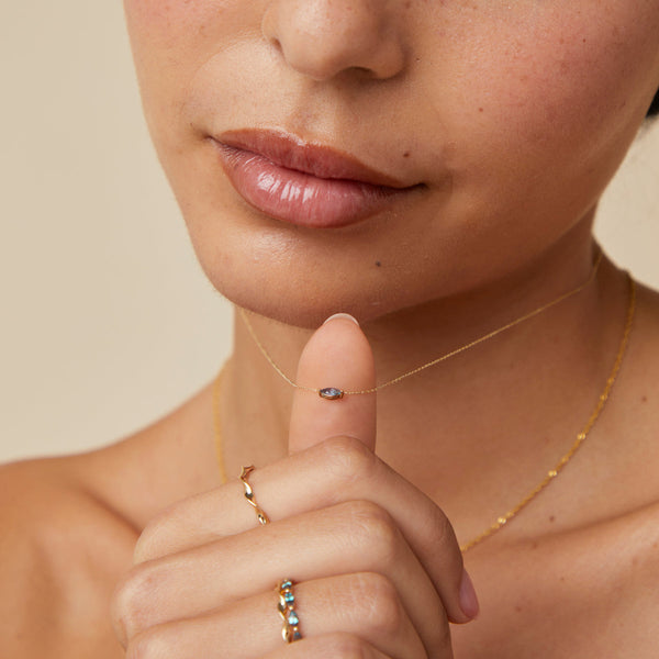 Astrid & Miyu Alexandrite Marquise Necklace In Solid Gold