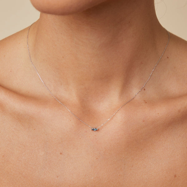 Astrid & Miyu Alexandrite Marquise Necklace In Solid White Gold