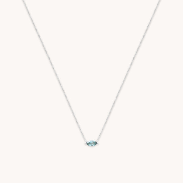 astrid & miyu Alexandrite Marquise Necklace in Solid White Gold
