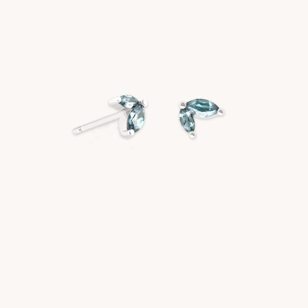 astrid & miyu Alexandrite Marquise Studs in Solid White Gold