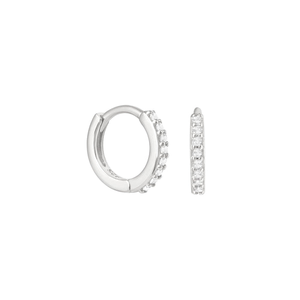 Astrid & Miyu April Birthstone Huggies In Silver With Clear CZ