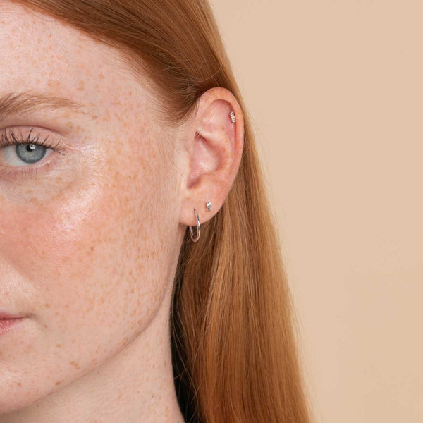 Astrid & Miyu April White Topaz Birthstone Earrings In Solid White Gold