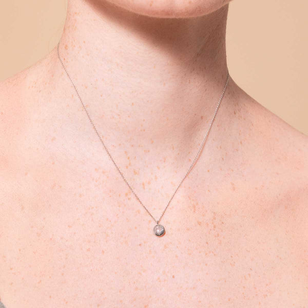 Astrid & Miyu April White Topaz Birthstone Necklace In Solid White Gold