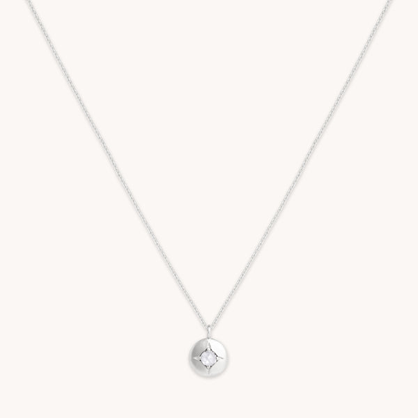 astrid & miyu April White Topaz Birthstone Necklace in Solid White Gold