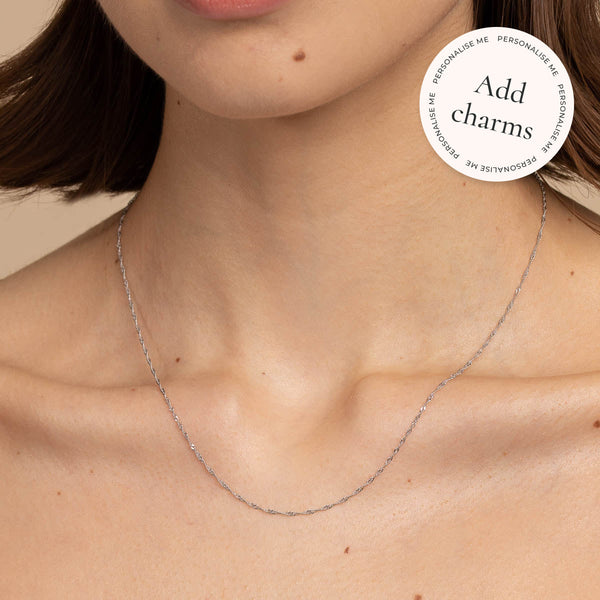 Astrid & Miyu Astrid Chain Necklace In Solid White Gold