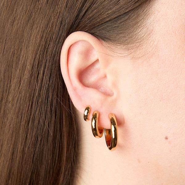 Astrid & Miyu Bold Hoop To Huggie Gift Set In Gold