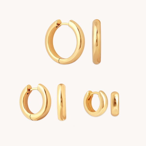 astrid & miyu Bold Hoop to Huggie Gift Set in Gold