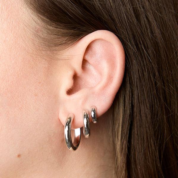 Astrid & Miyu Bold Hoop To Huggie Gift Set In Silver