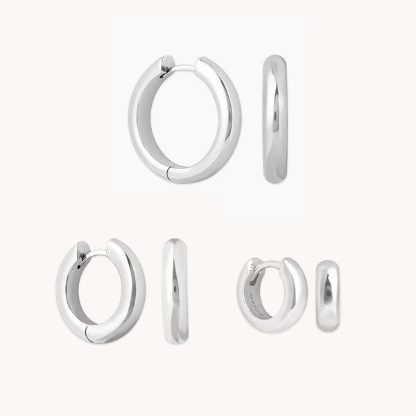 astrid & miyu Bold Hoop to Huggie Gift Set in Silver