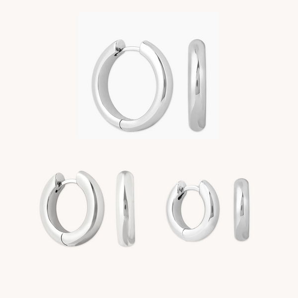astrid & miyu Bold Hoops Gift Set in Silver