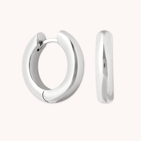 astrid & miyu Bold Medium Hoops in Silver