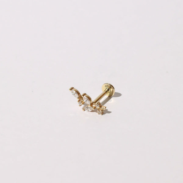 Astrid & Miyu Botanical Piercing Stud In Solid Gold