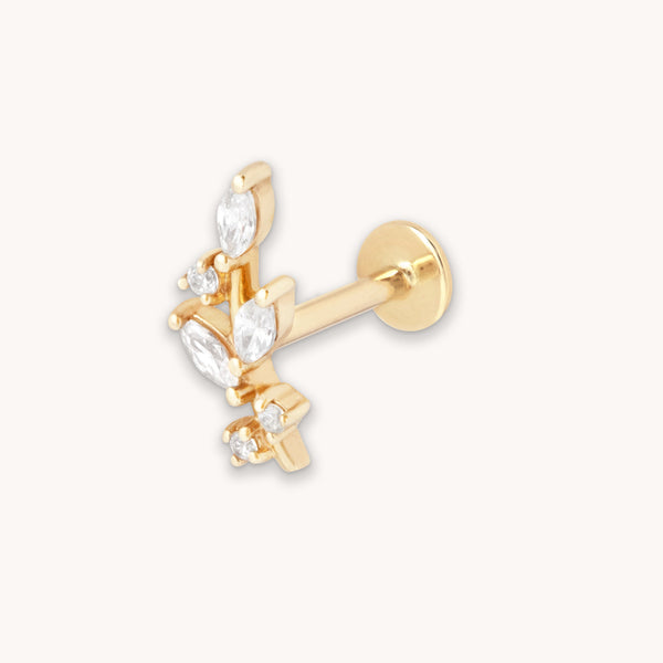astrid & miyu Botanical Piercing Stud in Solid Gold