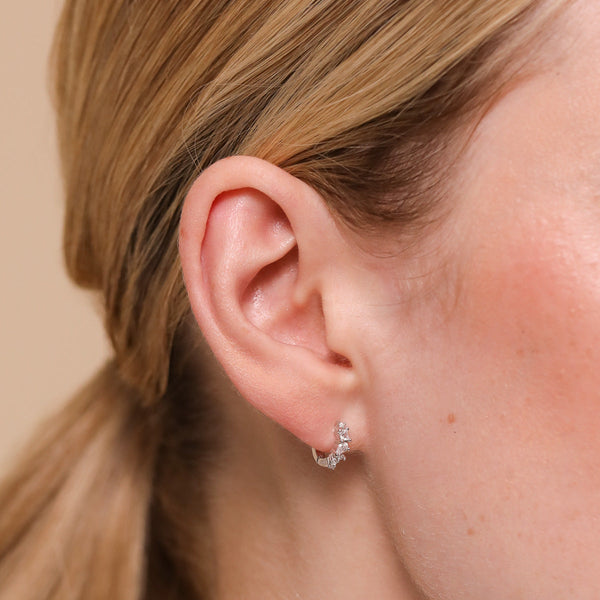 Astrid & Miyu Celestial Crystal 6.5mm Hoop In Silver