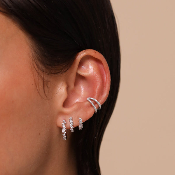 Astrid & Miyu Celestial Crystal 6.5mm Hoop In Silver