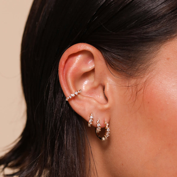 Astrid & Miyu Celestial Crystal Ear Cuff In Gold