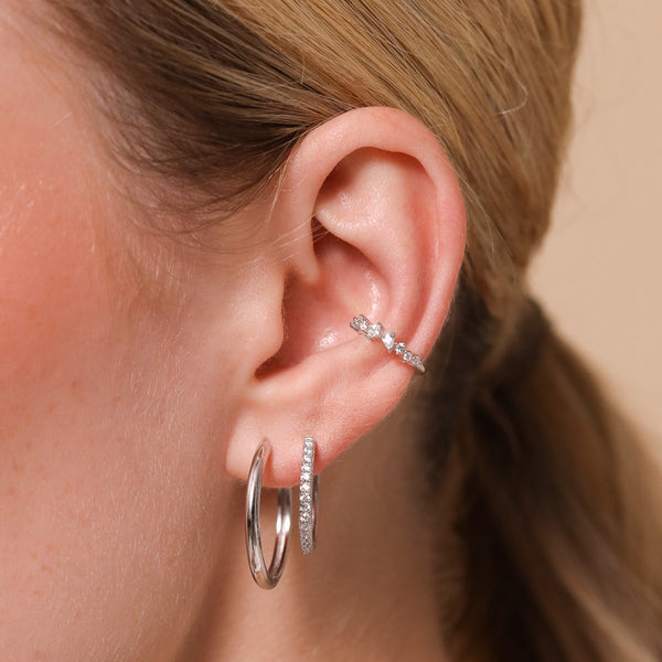 Astrid & Miyu Celestial Crystal Ear Cuff In Silver