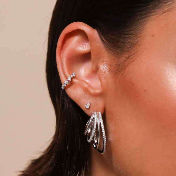 Astrid & Miyu Celestial Crystal Ear Cuff In Silver