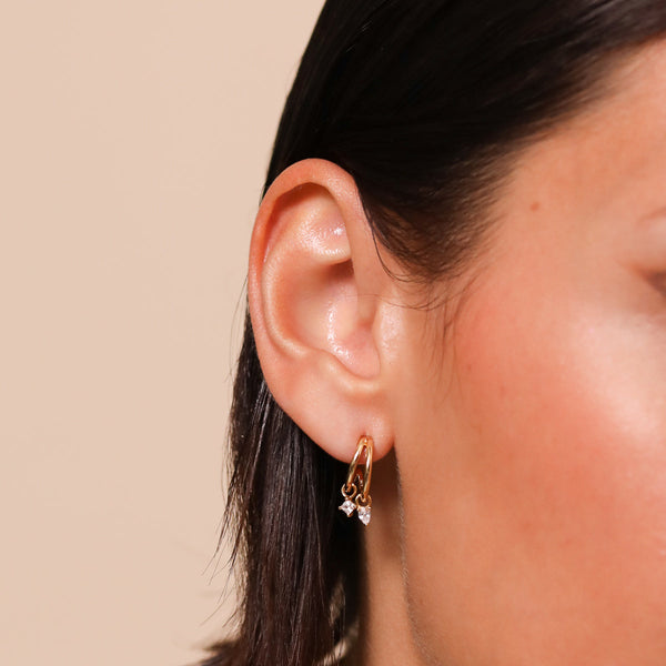 Astrid & Miyu Celestial Crystal Huggies In Gold