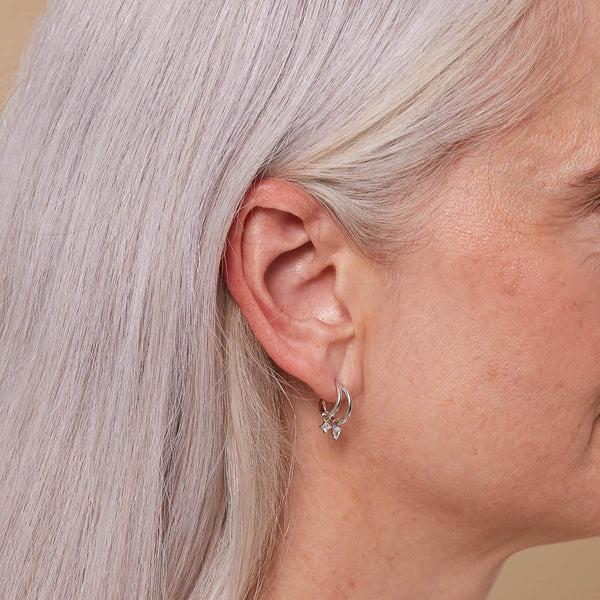 Astrid & Miyu Celestial Crystal Huggies In Silver