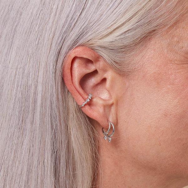 Astrid & Miyu Celestial Crystal Huggies In Silver