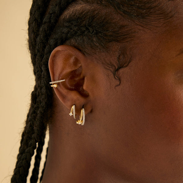 Astrid & Miyu Cosmic Illusion Crystal Hoops In Gold