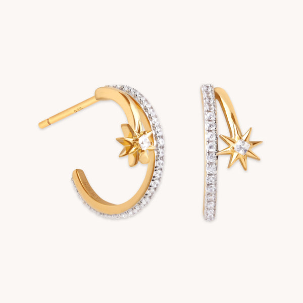 astrid & miyu Cosmic Illusion Crystal Hoops in Gold