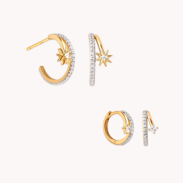 astrid & miyu Cosmic Illusion Hoops Gift Set in Gold