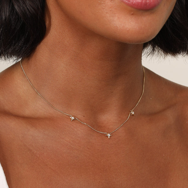 Astrid & Miyu Cosmic Star Charm Necklace In Gold