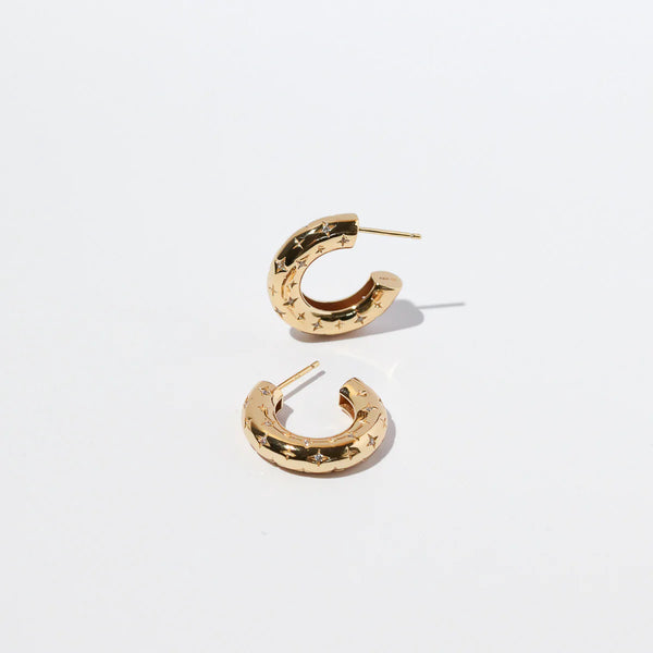 Astrid & Miyu Cosmic Star Dome Hoops In Gold